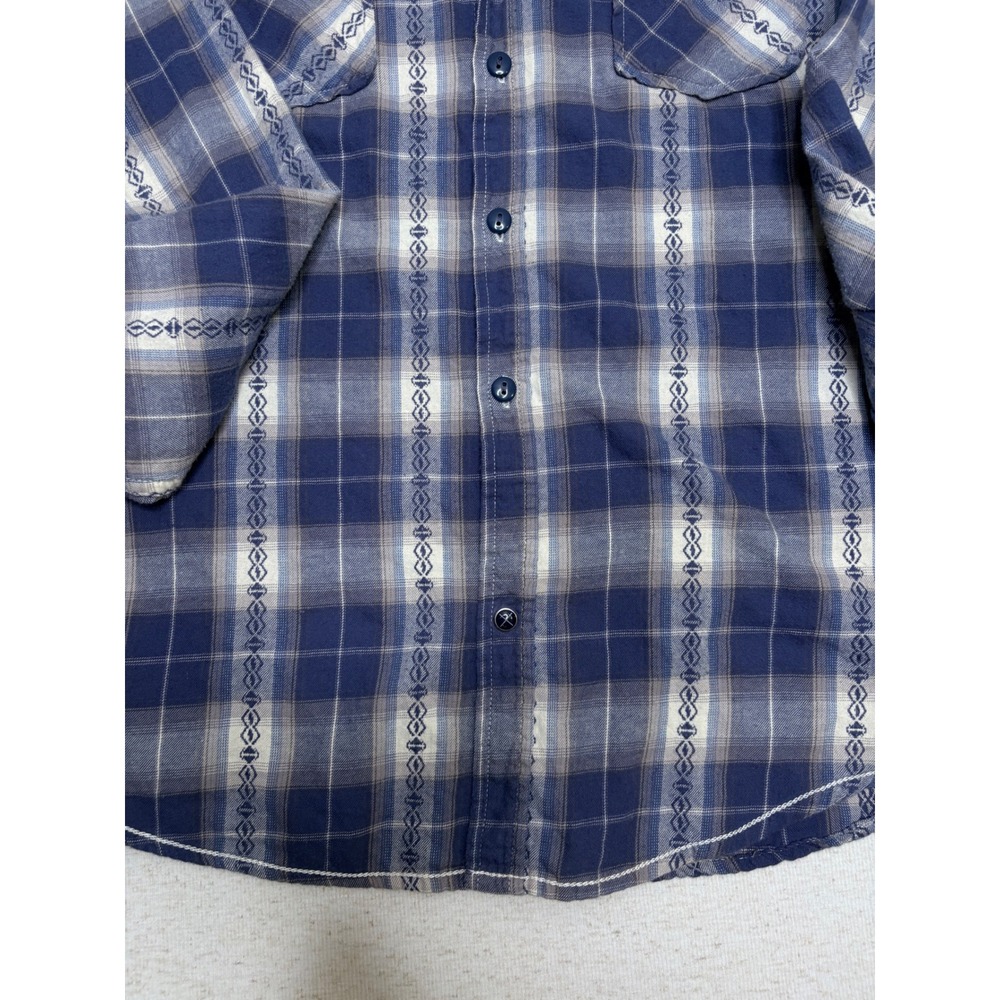 Drill Clothing Co Mens Blue Plaid Western Long Sleeve Button Down Shirt Size M - Picture 4 of 8